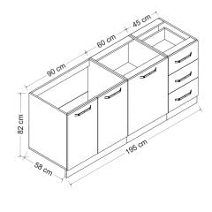 Minar 195 Cm Mutfak Dolabı Beyaz Dore 195-D1-Alt Modül
