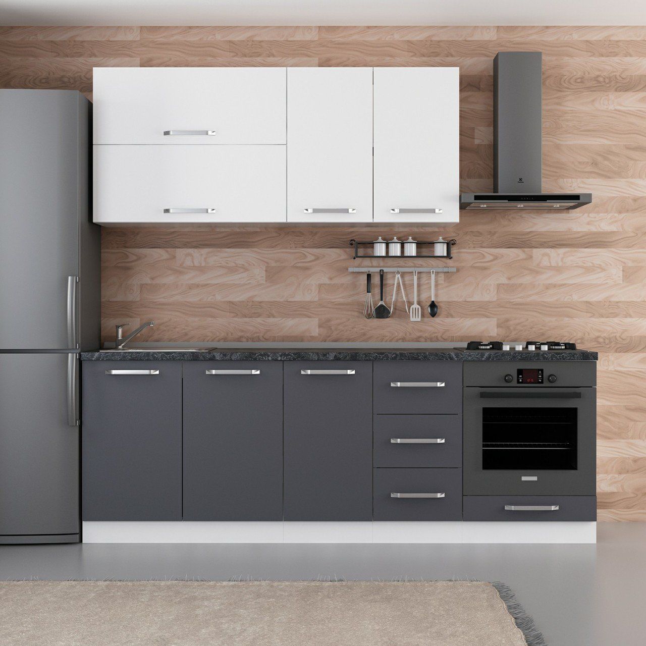 Minar 230 Cm Mutfak Dolabı Beyaz Antrasit 230-A3