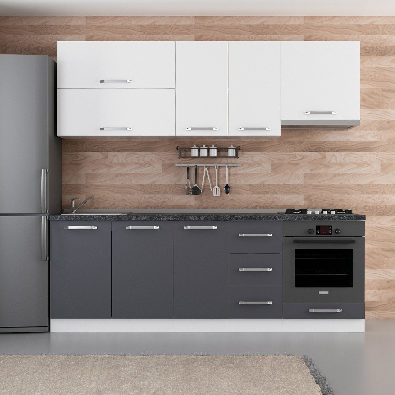 Minar 230 Cm Mutfak Dolabı Beyaz Antrasit 230-A5