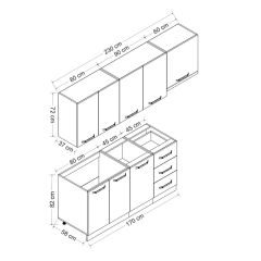 Minar 230 Cm Mutfak Dolabı Beyaz Antrasit 230-A7