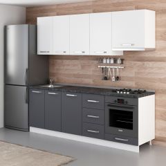 Minar 230 Cm Mutfak Dolabı Beyaz Antrasit 230-A8