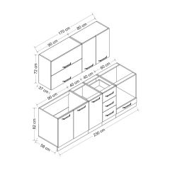 Minar 230 Cm Mutfak Dolabı Beyaz Dore 230-D3