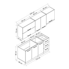 Minar 230 Cm Mutfak Dolabı Beyaz Dore 230-D4