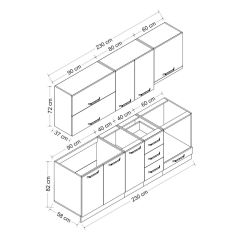 Minar 230 Cm Mutfak Dolabı Beyaz Dore 230-D5