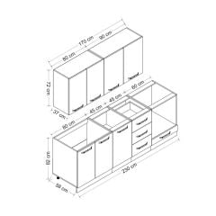 Minar 230 Cm Mutfak Dolabı Beyaz Dore 230-D6