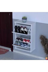 Holen Antrasit Renk Ayakkabılık 2 Düşer Kapak 52 cm Genişlik Kapı Önü Asma Ayakkabılık 52x74x26 cm