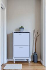 Kalvo 52 cm Genişlikte Beyaz Renk Ayakkabılık 52x86x26 cm Ayaklı Ayakkabılık