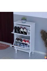 Kalvo 52 cm Genişlikte Beyaz Renk Ayakkabılık 52x86x26 cm Ayaklı Ayakkabılık