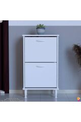 Kalvo 52 cm Genişlikte Beyaz Renk Ayakkabılık 52x86x26 cm Ayaklı Ayakkabılık