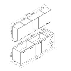 Minar 235 Cm Mutfak Dolabı Beyaz Antrasit 235-A1