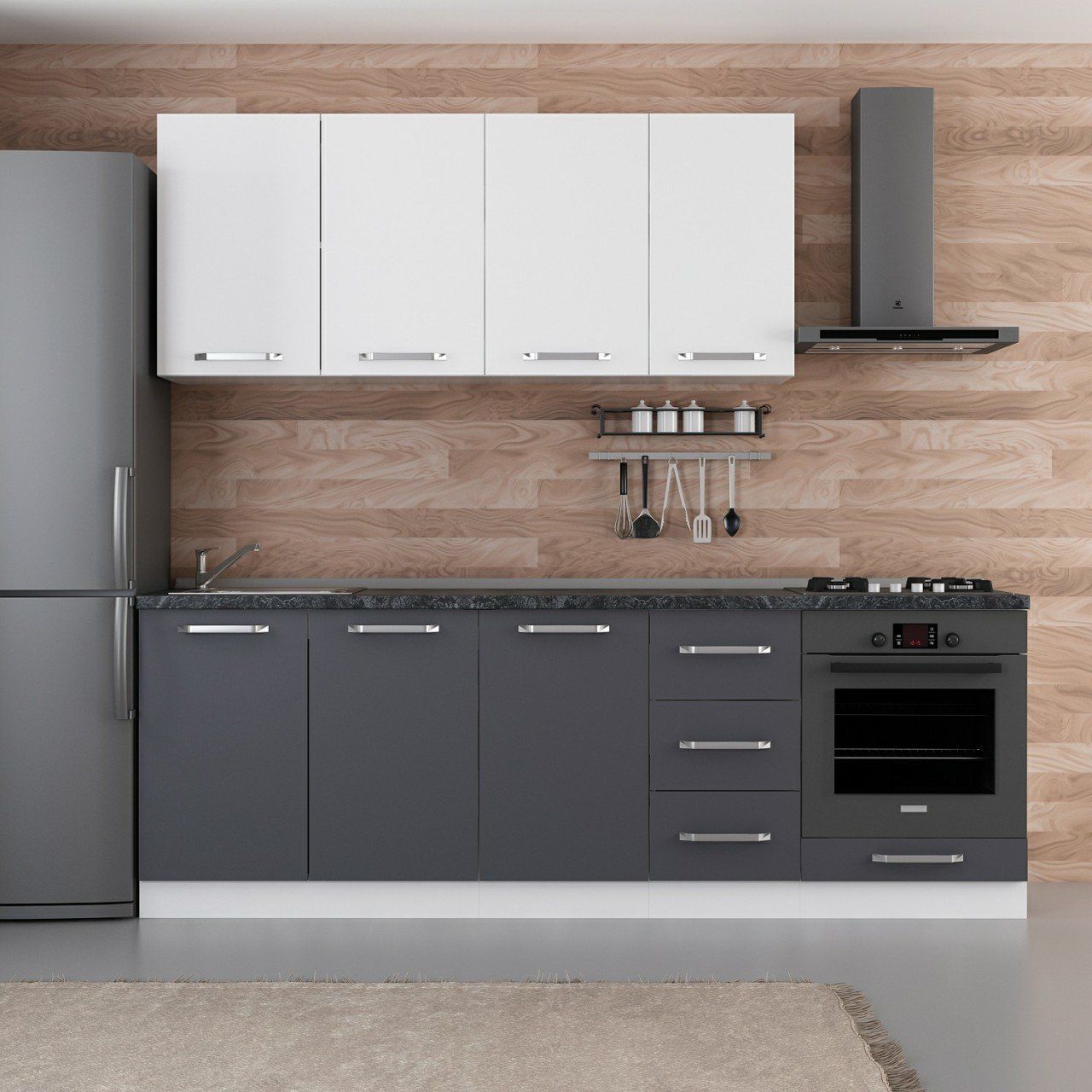 Minar 235 Cm Mutfak Dolabı Beyaz Antrasit 235-A3