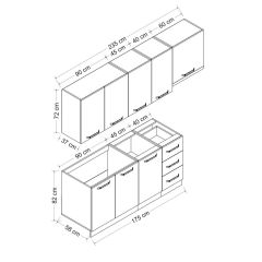Minar 235 Cm Mutfak Dolabı Beyaz Antrasit 235-A4