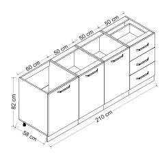 Minar 210 Cm Mutfak Dolabı Beyaz 210-B1-Alt Modül