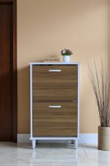 Kalvo 52 cm Genişlikte Ceviz Renk Ayakkabılık 52x86x26 cm Ayaklı Ayakkabılık