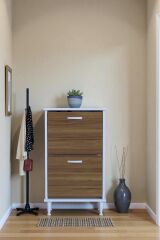Kalvo 52 cm Genişlikte Ceviz Renk Ayakkabılık 52x86x26 cm Ayaklı Ayakkabılık