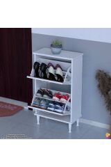 Kalvo 52 cm Genişlikte Ceviz Renk Ayakkabılık 52x86x26 cm Ayaklı Ayakkabılık