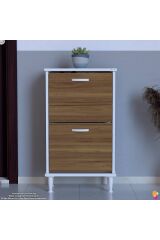 Kalvo 52 cm Genişlikte Ceviz Renk Ayakkabılık 52x86x26 cm Ayaklı Ayakkabılık