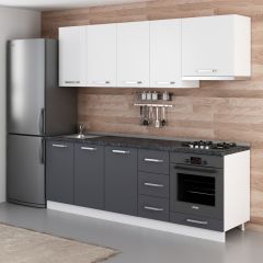 Minar 235 Cm Mutfak Dolabı Beyaz Antrasit 235-A5