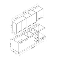 Minar 235 Cm Mutfak Dolabı Beyaz Antrasit 235-A5