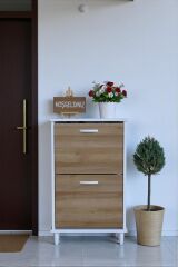 Kalvo 52 cm Genişlikte Meşe Renk Ayakkabılık 52x86x26 cm Ayaklı Ayakkabılık