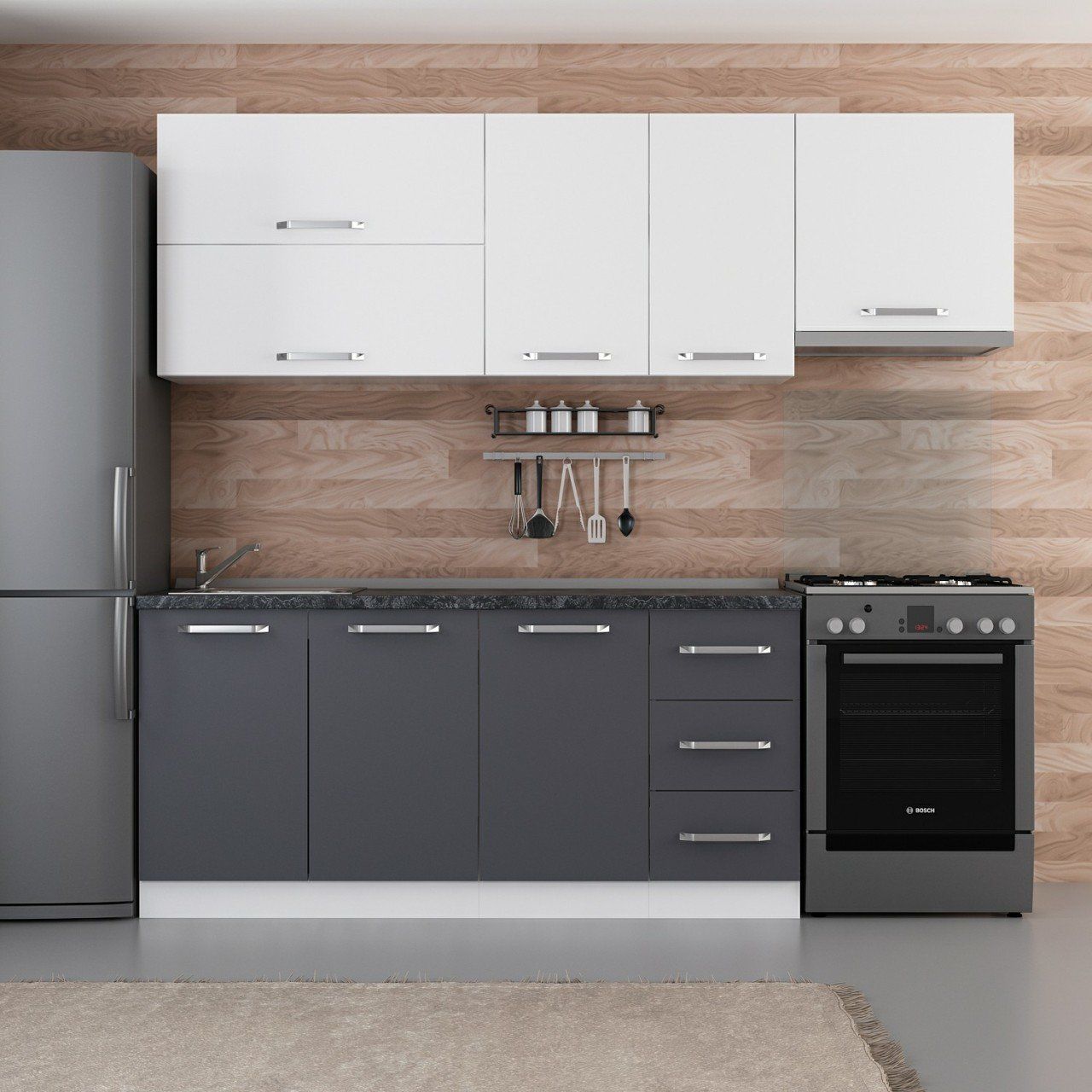 Minar 235 Cm Mutfak Dolabı Beyaz Antrasit 235-A7