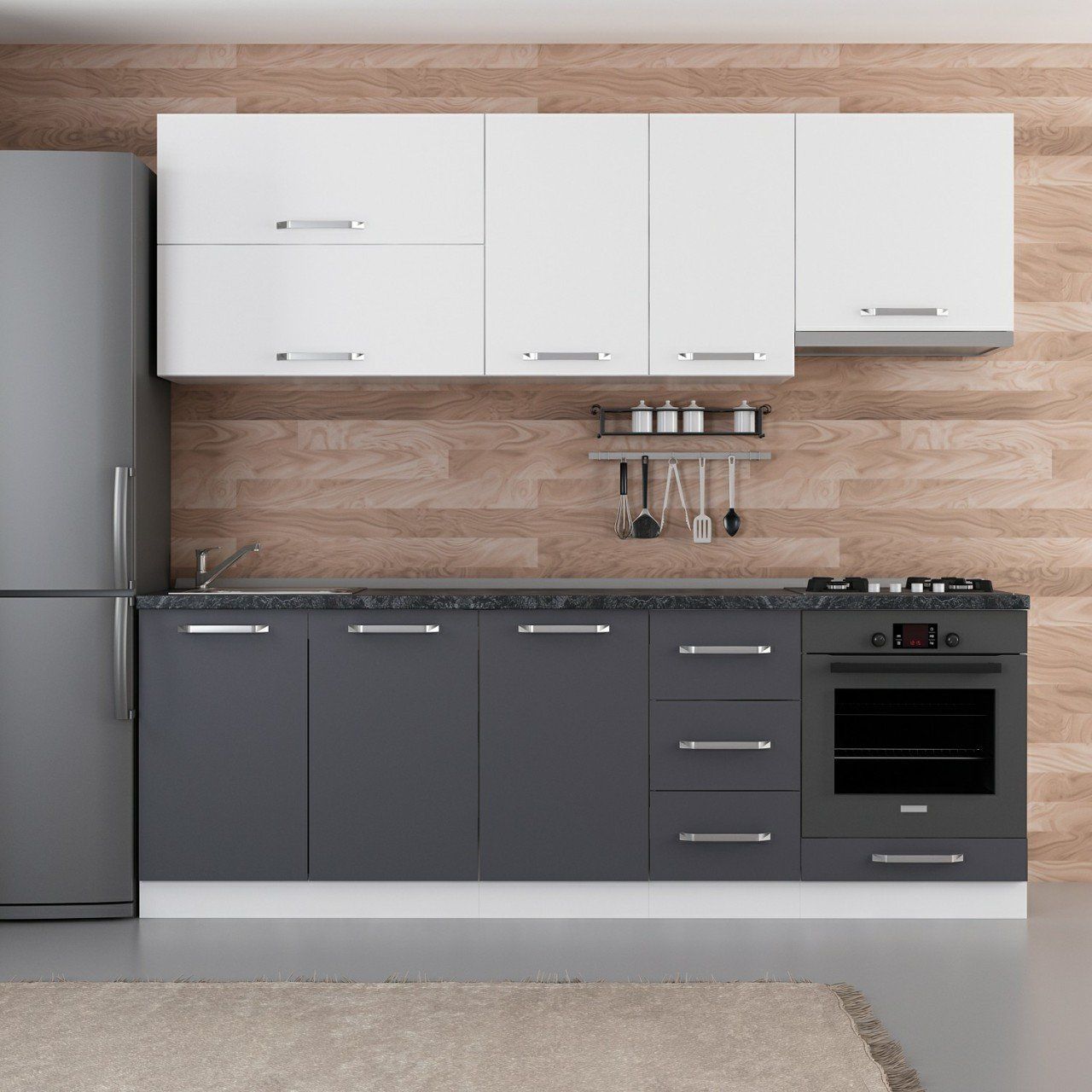 Minar 235 Cm Mutfak Dolabı Beyaz Antrasit 235-A8