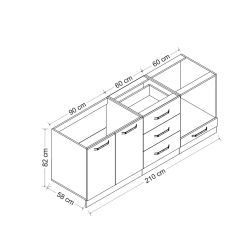 Minar 210 Cm Mutfak Dolabı Beyaz 210-B3-Alt Modül