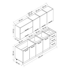 Minar 235 Cm Mutfak Dolabı Beyaz Dore 235-D2