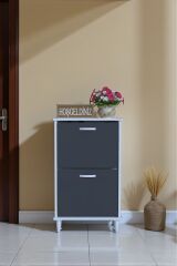 Kalvo 52 cm Genişlikte Antrasit Renk Ayakkabılık 52x86x26 cm Ayaklı Ayakkabılık