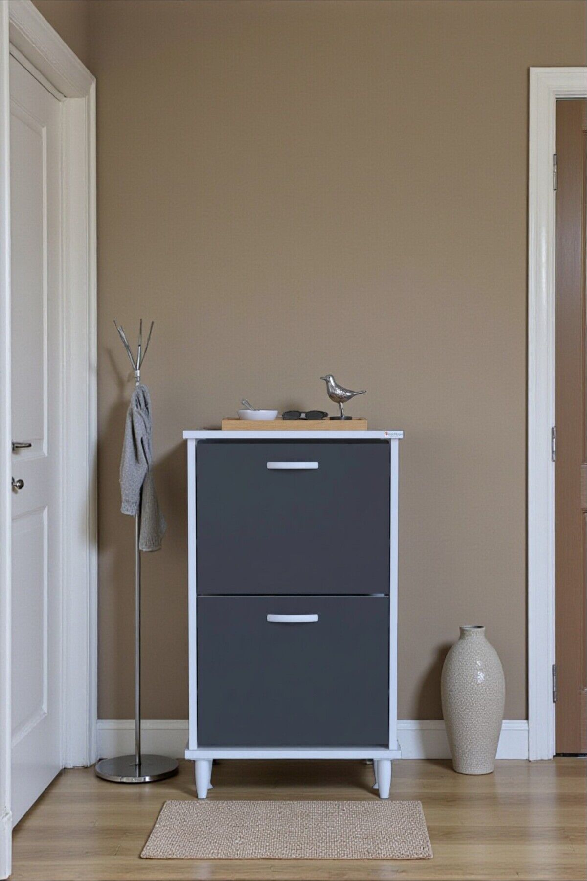 Kalvo 52 cm Genişlikte Antrasit Renk Ayakkabılık 52x86x26 cm Ayaklı Ayakkabılık