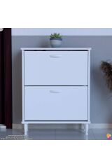 Antrex 72 cm Beyaz 2 Düşer Kapaklı Ayakkabılık 72x90x26 cm Ayaklı 4 Bölmeli Ayakkabılık