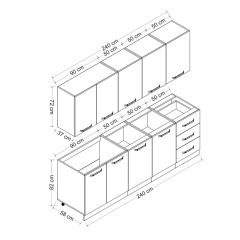 Minar 240 Cm Mutfak Dolabı Beyaz Antrasit 240-A1