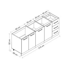 Minar 215 Cm Mutfak Dolabı Beyaz Antrasit 215-A1-Alt Modül