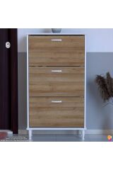 Duru 72 cm Genişlikte Meşe Renk Ayaklı Ayakkabılık Antre/Kapı Önü 72x127x26 cm Ayakkabılık