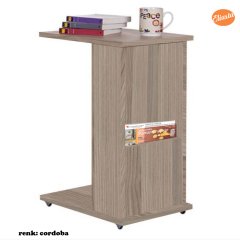 MODİLAYN RAFLI C YAN SEHPA KOLTUK YANI TEKERLEKLİ SEHPA