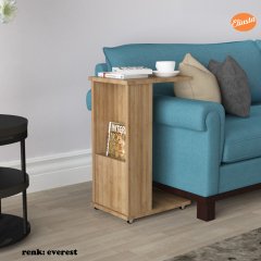 MODİLAYN RAFLI C YAN SEHPA KOLTUK YANI TEKERLEKLİ SEHPA
