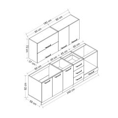 Minar 240 Cm Mutfak Dolabı Beyaz Antrasit 240-A4