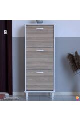 Nefes Ayaklı 52 cm Ayakkabılık Kapı Önü/Antre 3 Düşer Kapaklı Cordoba 52x127x26 cm Ayakkabılık