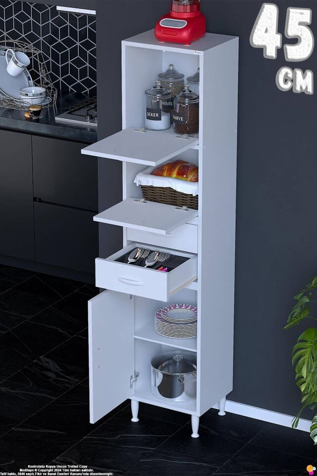 Nexa 45 cm Kapalı Çok Amaçlı Mutfak, Bakliyat ve Kahve Köşesi Organizer Modülü 45x181x32 cm