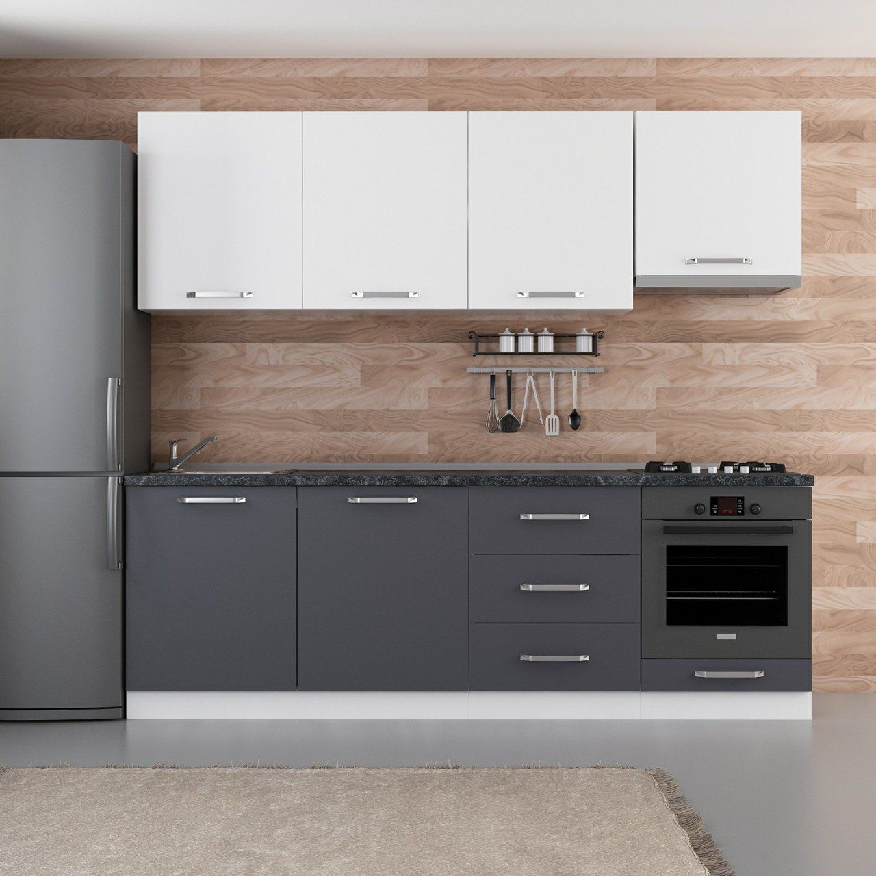 Minar 240 Cm Mutfak Dolabı Beyaz Antrasit 240-A9