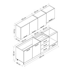 Minar 240 Cm Mutfak Dolabı Beyaz Antrasit 240-A9