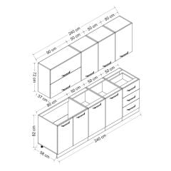 Minar 240 Cm Mutfak Dolabı Beyaz Dore 240-D2