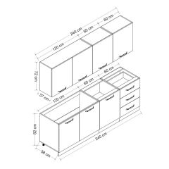 Minar 240 Cm Mutfak Dolabı Beyaz Dore 240-D3