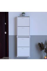 Slim 4 Düşer Kapaklı 52 cm Beyaz Asma Ayakkabılık Kapı Önü/Antre 52x156x26 cm Ayakkabılık