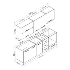 Minar 240 Cm Mutfak Dolabı Beyaz Dore 240-D6
