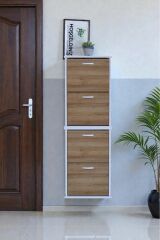 Slim 4 Düşer Kapaklı 52 cm Meşe Asma Ayakkabılık Kapı Önü/Antre 52x156x26 cm Ayakkabılık