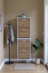 Slim 4 Düşer Kapaklı 52 cm Meşe Asma Ayakkabılık Kapı Önü/Antre 52x156x26 cm Ayakkabılık