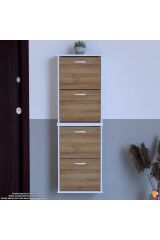 Slim 4 Düşer Kapaklı 52 cm Meşe Asma Ayakkabılık Kapı Önü/Antre 52x156x26 cm Ayakkabılık
