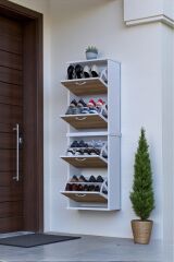 Slim 4 Düşer Kapaklı 52 cm Meşe Asma Ayakkabılık Kapı Önü/Antre 52x156x26 cm Ayakkabılık