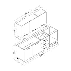 Minar 240 Cm Mutfak Dolabı Beyaz Dore 240-D7